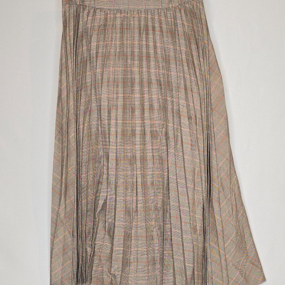 DKNY Pleated Wrap Midi Skirt in brown combo, Women's S, NWT - Picture 4 of 8